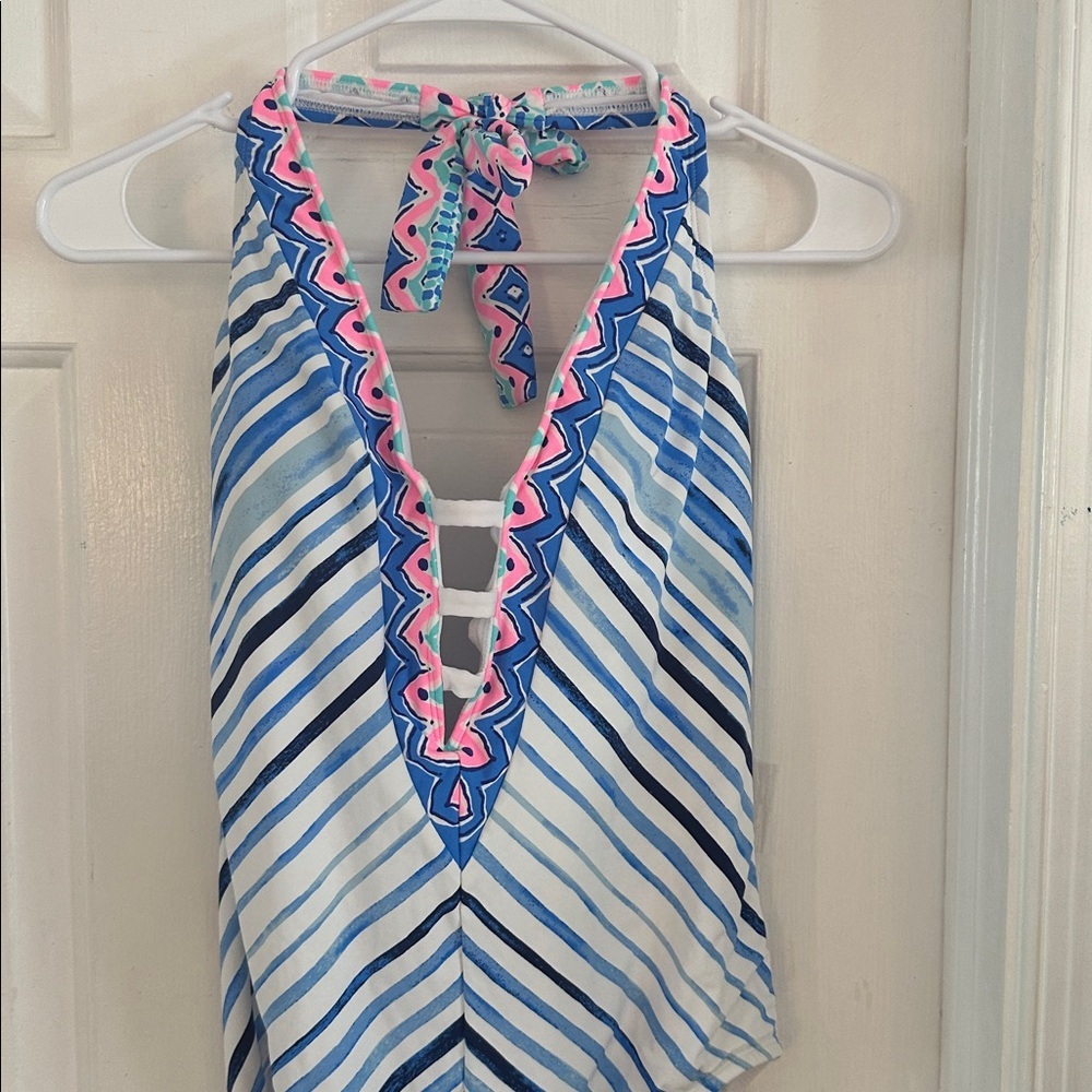 Lilly Pulitzer Loraline One-Piece Swimsuit in the Resort White Seaside Vibes 12 - Picture 3 of 10